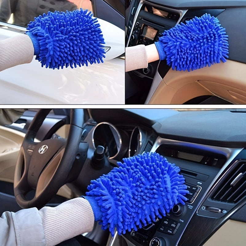 Complete Car Detailing Kit: Chenille Wash Mitt, Wheel Brush, Dusting Brush, Vent Cleaning Tool, Long & Short Brushes, Wax Applicator Sponge, and Duster - Non-Electric Auto Maintenance Set