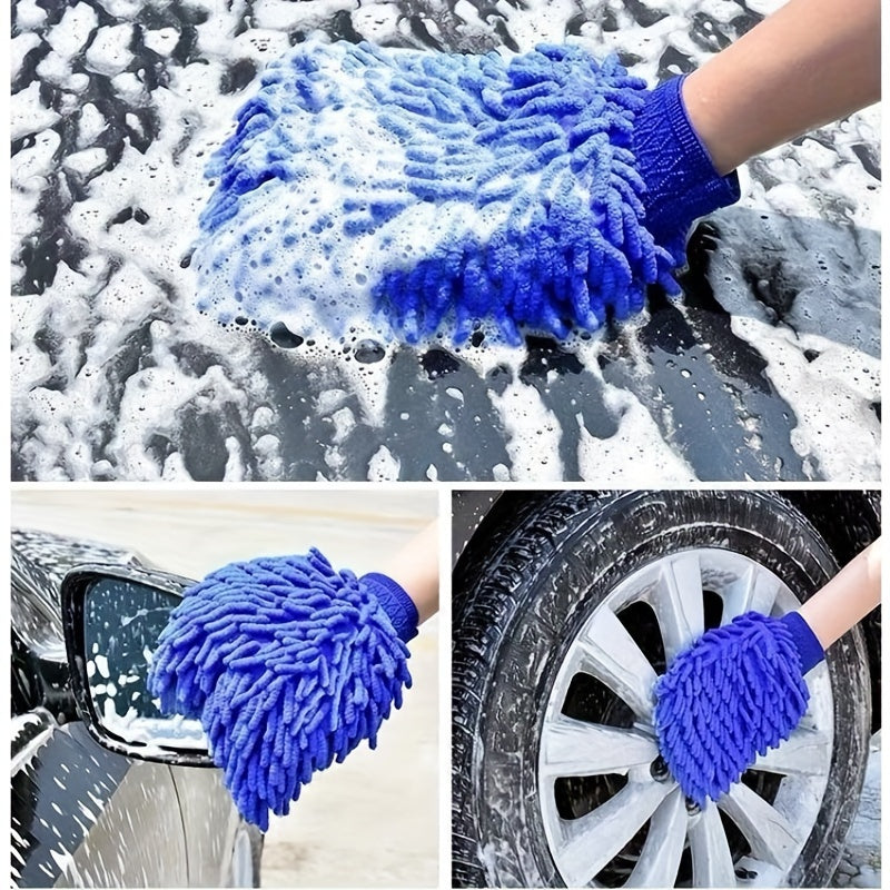 Complete Car Detailing Kit: Chenille Wash Mitt, Wheel Brush, Dusting Brush, Vent Cleaning Tool, Long & Short Brushes, Wax Applicator Sponge, and Duster - Non-Electric Auto Maintenance Set