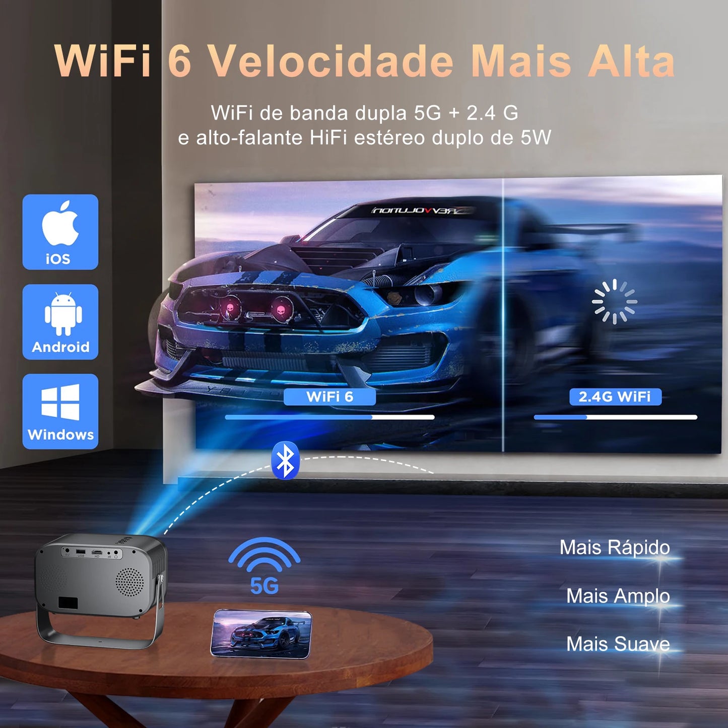 P28B Support 4K Projector AVI Android 11 Wifi6 BT5.2 Smart TV 720P Cinema Outdoor Movie Electronic Focus Excellent Sound
