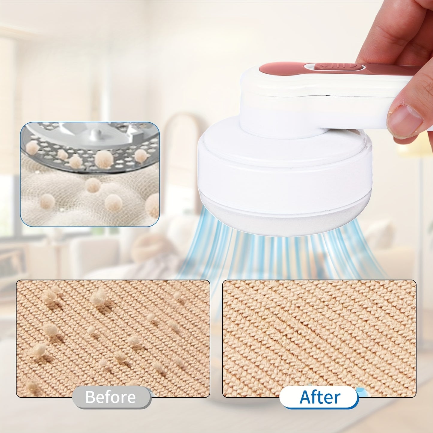 USB Rechargeable Lint Remover with Cleaning Brush – Portable Fabric Shaver for Sweaters, Blankets, Carpets, and Indoor Decor, Efficient Fuzz Removal Tool, Lithium Battery, Clothes Cleane