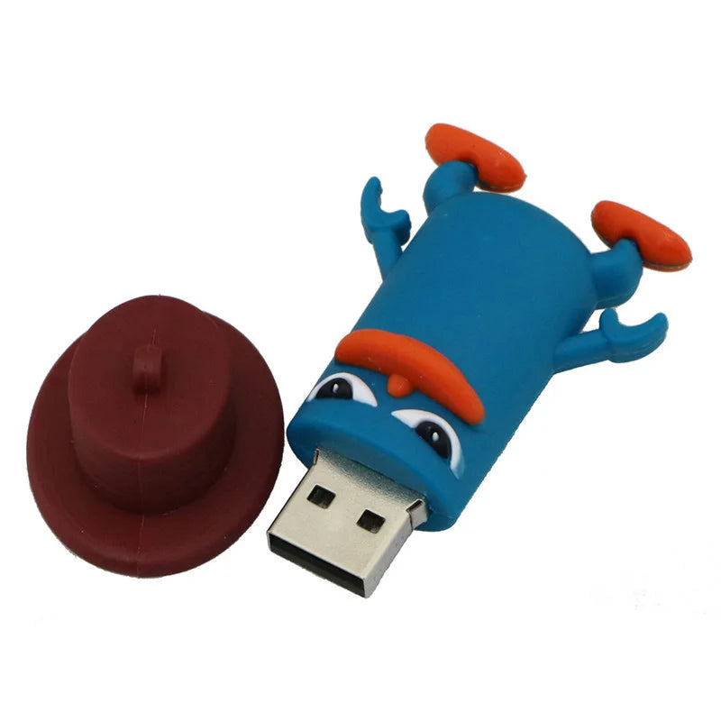 USB Flash Drive Pendrive Funny Lovely Perry the Platypus Shape Flash Memory 2.0 Pen Memory U Disk 4G 8G 16G 32GB 256GB USB Drive