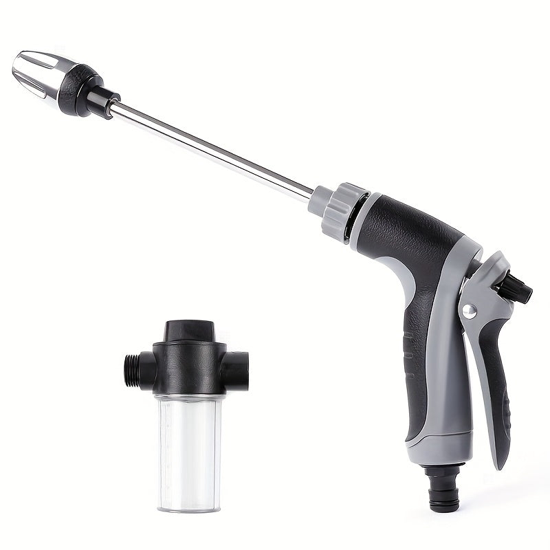 High-Pressure Car Wash Foam Gun with Long Handle - Adjustable Spray Nozzle for Cleaning, Watering, and Tire Inflation - Includes Foam Cannon and Pressure Spray Bottle