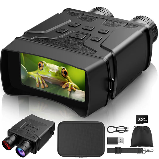 Night Vision Goggles, 10X Digital Night Vision Binoculars, 7 Level Infrared Binoculars, 32GB HD Photo and Video Type-C Rechargeable