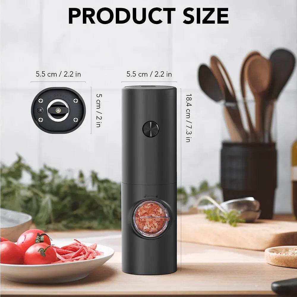 Electric Salt And Pepper Grinder With Adjustable Coarseness Refillable Mill Battery Powered Kitchen Automatic Gadget