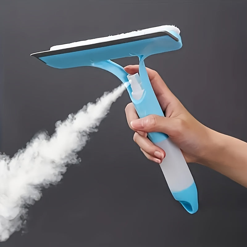 WINDOW SQUEEGEE WITH REFILLABLE ATOMIZER.  Apply, wash and clean 3in1 all purpis window cleaner.scraping mirror, three-in-one glass scraper with watering can